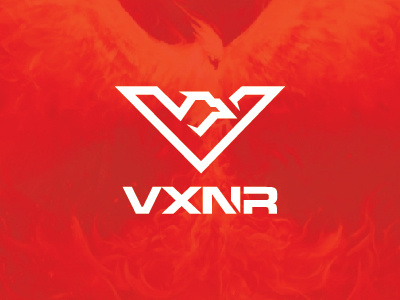 Vnxr 01 creative custom icon initial lineart logo minimal phoenix red red and white strong v