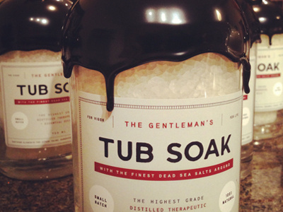 Tub Soak bath bottle cream minimal packaging red typography vintage wax