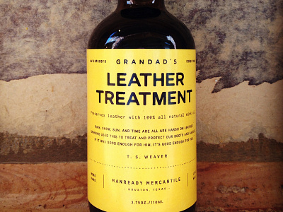 Grandad's Leather Treatment black bottle leather minimal packaging typography vintage yellow