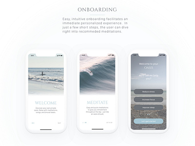 OASIS | UX UI Design Onboarding app branding design meditation meditation app mobile app design mobile design mobile first mobile ui onboarding onboarding screens onboarding ui typography