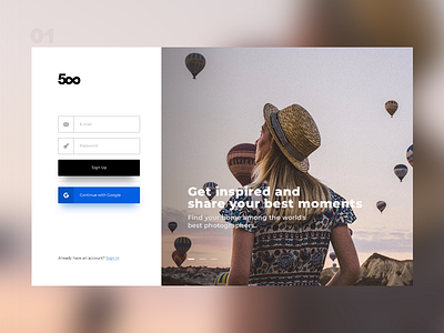 [Daily UI] #001 - Sign Up form for 500px 500px daily dayli ui design form sign up ui web web design