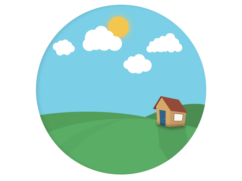 Sunset - Sunrise animation cabin clouds design fields flat illustration loop moon night plains planet stars sun sunrise sunset vector