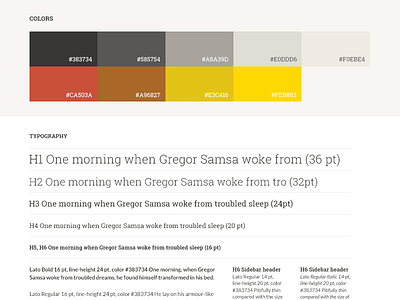 Colours and typography color scheme lato roboto slab style guide typography