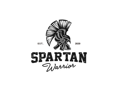 Spartan logo vintage with helmet of ancient Greek warriors. ancient army badge battle black classic europe head helmet icon illustration logo medieval minimalist silhouette simple spartan vintage warrior yunani