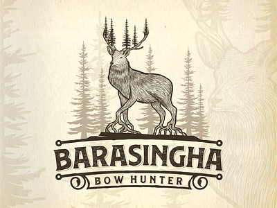 Barasingha Deer hunting adventure outdoor logo design