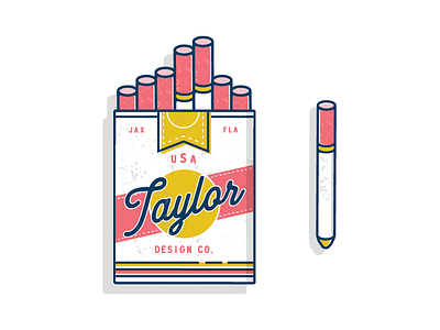 Pack of Smokes blue cigarette logo cigarette pack cigarettes design icon illustration illustrator pink smokes vector yellow