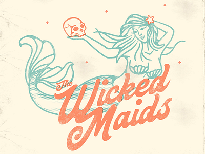 The Wicked Maids illustration logo logo design mermaid