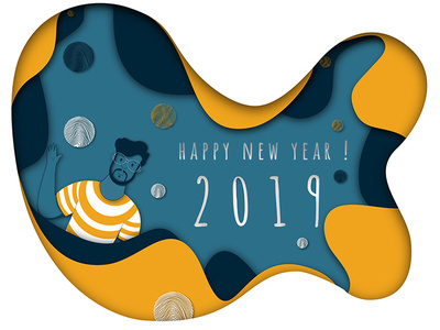 Happy new year ! colors design illustration instagram papercut shapes ui vector