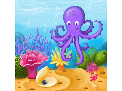 Black Pearl 3d book bright children game illustration for kids kids ocean octopus sea underwater life