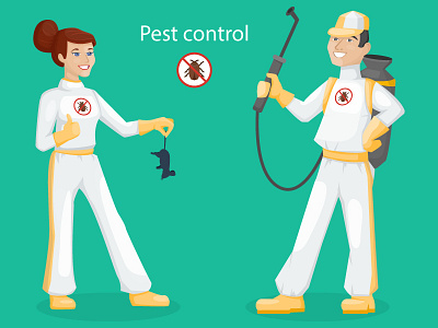 Pest Control cartoon character design people vector