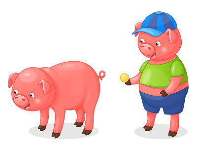 Pig animal cartoon character emotion game gamedev graphic iilustration pig vector