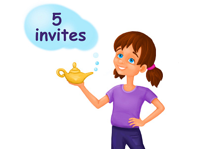 5 Invites 2d cartoon child dribbble girl invite people realistic