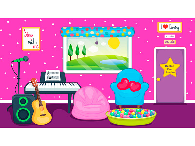 Music Kids Studio background bright cartoon child colorful cute furniture interior kids music room show