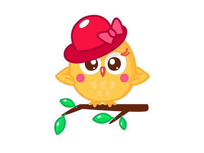 Lady Owl animal bird cartoon character child cute design flat game icon illustration kawaii kids lady logo vector