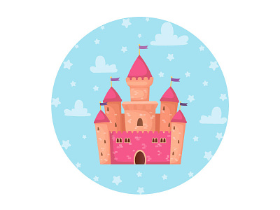 Dream Castle banner card cartoon castle cute design flat game girl graphic illustration kids pink vector