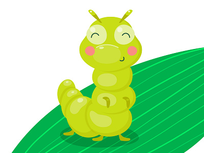 Happy Caterpillar animal cartoon caterpillar character child cute design flat illustration insect kawaii kids vector