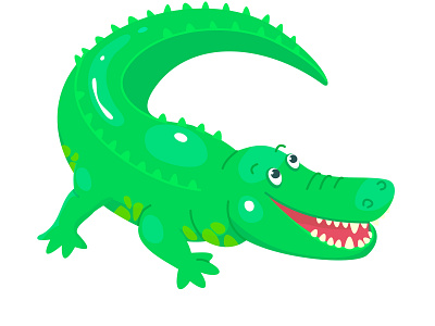 Crocodile animal cartoon character child crocodile cute design flat game illustration kids vector