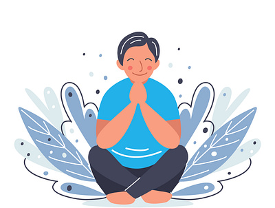Prayer cartoon character design flat funky illustration meditation people praying simple vector