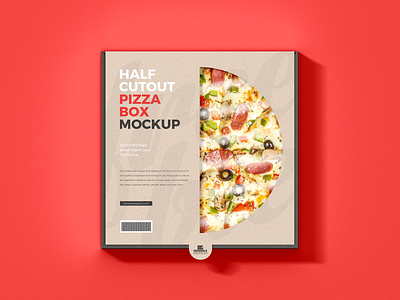 Free Half Cutout Pizza Box Mockup