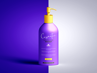Free Cosmetic Bottle with Pump Mockup