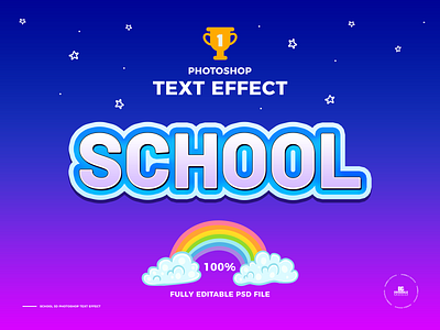 Free School 3D Photoshop Text Effect