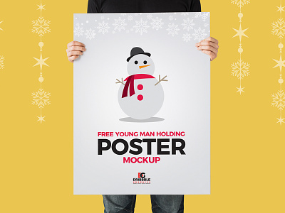 Free Young Man Holding Poster Psd Mockup free mockup free psd mockup freebie mockup mockup free mockup template poster mockup psd mockup