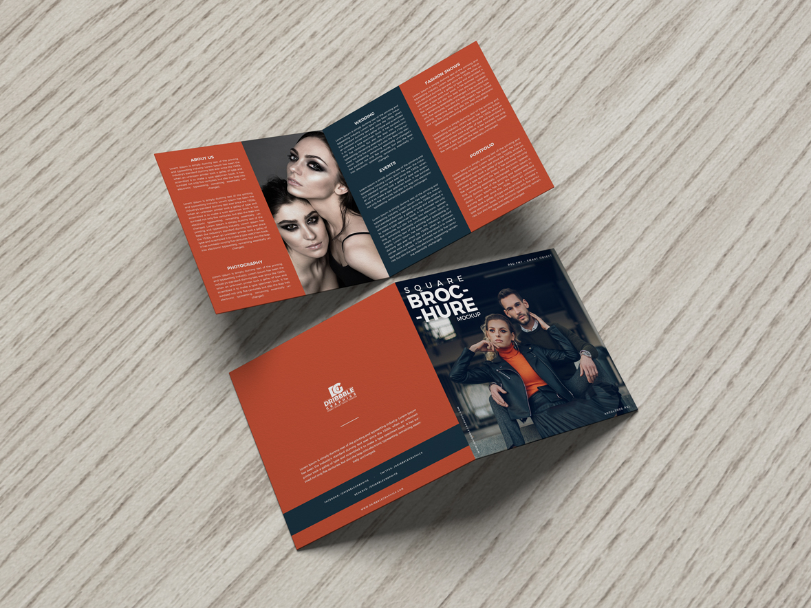 Download Free Bi-Fold Square Brochure Mockup by Jessica Elle on Dribbble