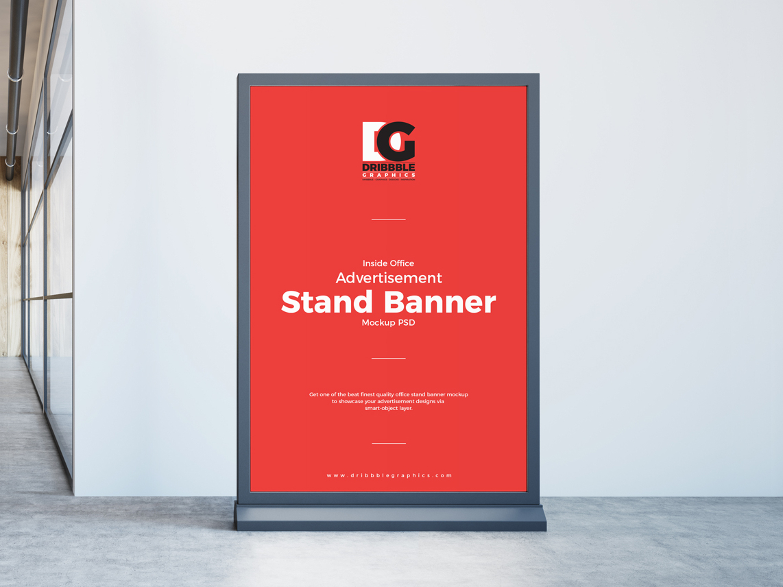 Download Free Inside Office Advertisement Stand Banner Mockup PSD ...