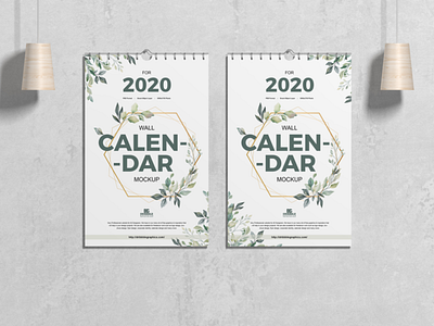 Free Wall Calendar Mockup PSD For 2020