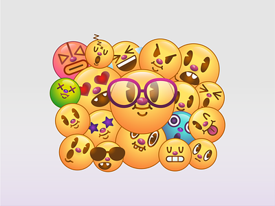 Retro emojis cartoon character cute design digital drawing emoji emojis emoticon face funny illustration smileys