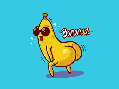 Bananass ass banana bananass cartoon character cute design drawing fruit funny illustration pun sunglasses