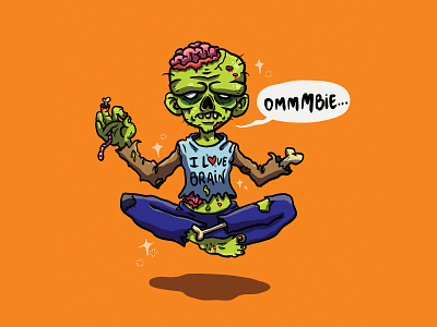 Zombie reaches nirvana! caricature cartoon character chill design doodle drawing illustration meditate nirvana ommm zombie