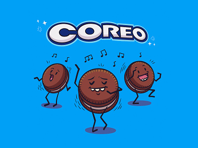 Coreo, a delicious choreography! cartoon character choreography cookies coreo dance dancing dancing cookie design drawing fun funny illustration oreo pun