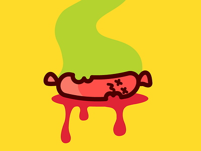 Stinky Sausage cartoon character design dead digital drawing funny hotdog illustration sausage stinky vector