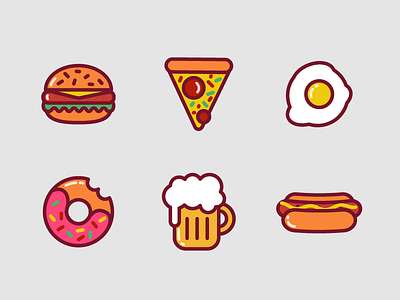 Fast Food Icons delicious junk food digital drawing fast food flat food icon illustation illustration vector