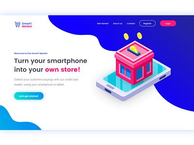 'Smart! Market' Landing page cellphone concept design drawing homepage illustration isometric landing market phone smart store ui user interface ux design web webdesing website xd