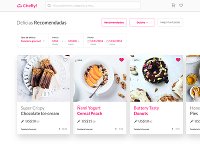 Cheffy! Concept cards catering chef design ecommerce filter food ipad order user interface ux website website builder