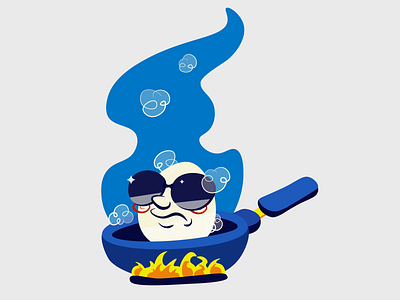 Hot egg cartoon character cook design digital drawing egg fire illustration smoke vector