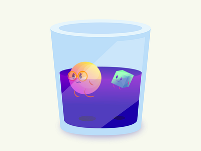 Drinky pals cartoon character cube design drawing drink flat float glass gradient illustration sphere vector