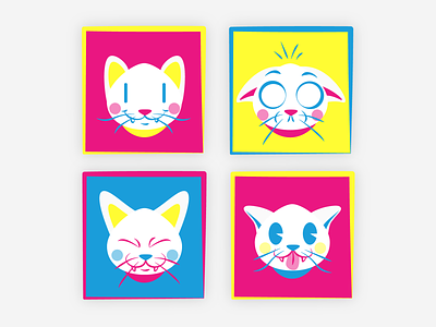Kittymotions cartoon cat character design digital drawing emotions flat illustration kitty pop vector