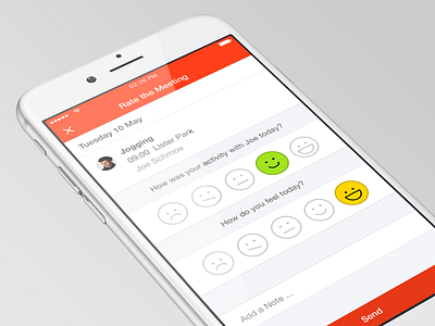 Feedback for meeting app appdesign clean feedback ios meeting minimal mobile app mood support uidesign