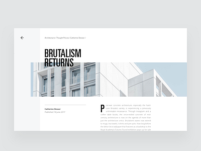 Architecture Blog Article Layout architect architecture article clean design grid hierarchy layout light minimal minimalist typography ui visual web design website white