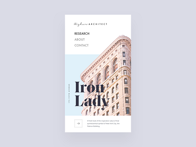 Iron Lady Article - Mobile Hero architect architecture article clean design editorial grid hierarchy layout light minimal minimalist mobile typography ui visual web design website white