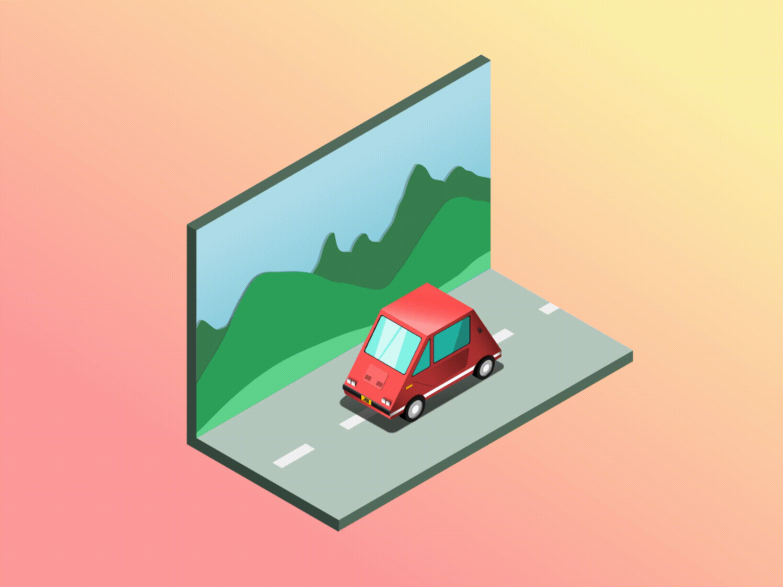 Animated Gurgel Itaipu E150 brazil car cartoon draw electric car enve gradient gurgel illustration inkscape isometric itaipu opensource red tesla vector