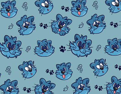 Cats animals blue cartoon cat design expression illustration pattern