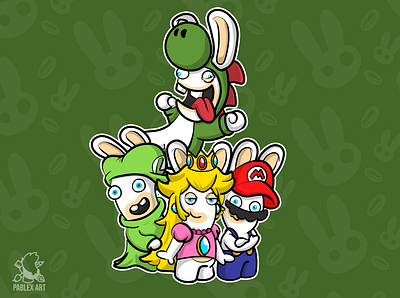 Rabbids + Mario cartoon design fanart funny gamer illustration love nintendo videogame