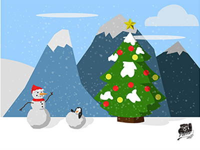 Polar cartoon christmas flat flatdesing snow three