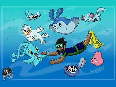 underwater atr cartoon design diving fanart illustration pokemon water