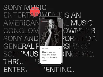 Shot artist beyonce flat interaction minimal mobile music sony typography ui website