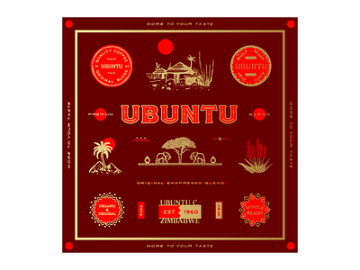 Ubuntu Coffee ~ Concept 2 branding design handmade identity illustration label logo portfolio stamp vintage